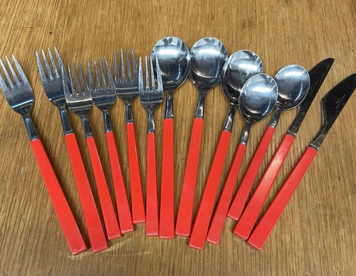 Vintage flatware red - flatware,